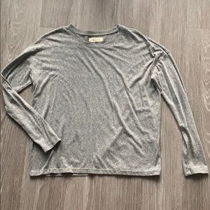 Madewell Gray Basic Long Sleeve Boxy Fit Tee-Shirt